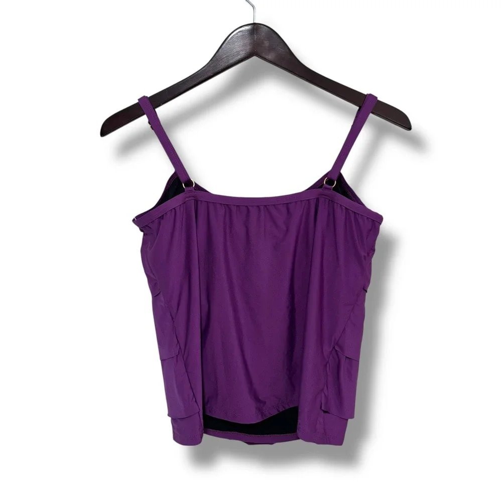 NWT ALEX MARIE TANKINI SC Ruffle Front Purple‎ Eggplant Size 10 / 16.5 x 14.5